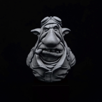 "Pappy" Goblington - goblin pilot bust to paint – 75 mm
