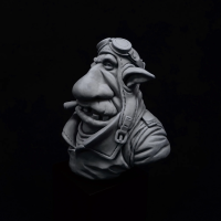 "Pappy" Goblington - goblin pilot bust to paint – 3/4 left view