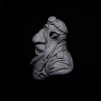 "Pappy" Goblington - goblin pilot bust to paint – left profile