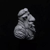 "Pappy" Goblington - goblin pilot bust to paint – right profile